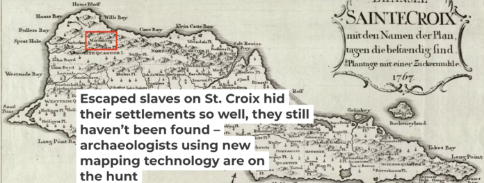The red square on this 1767 map of St. Croix marks where Danes believed the Maroon settlement was. Paul Kuffner/Royal Danish Library